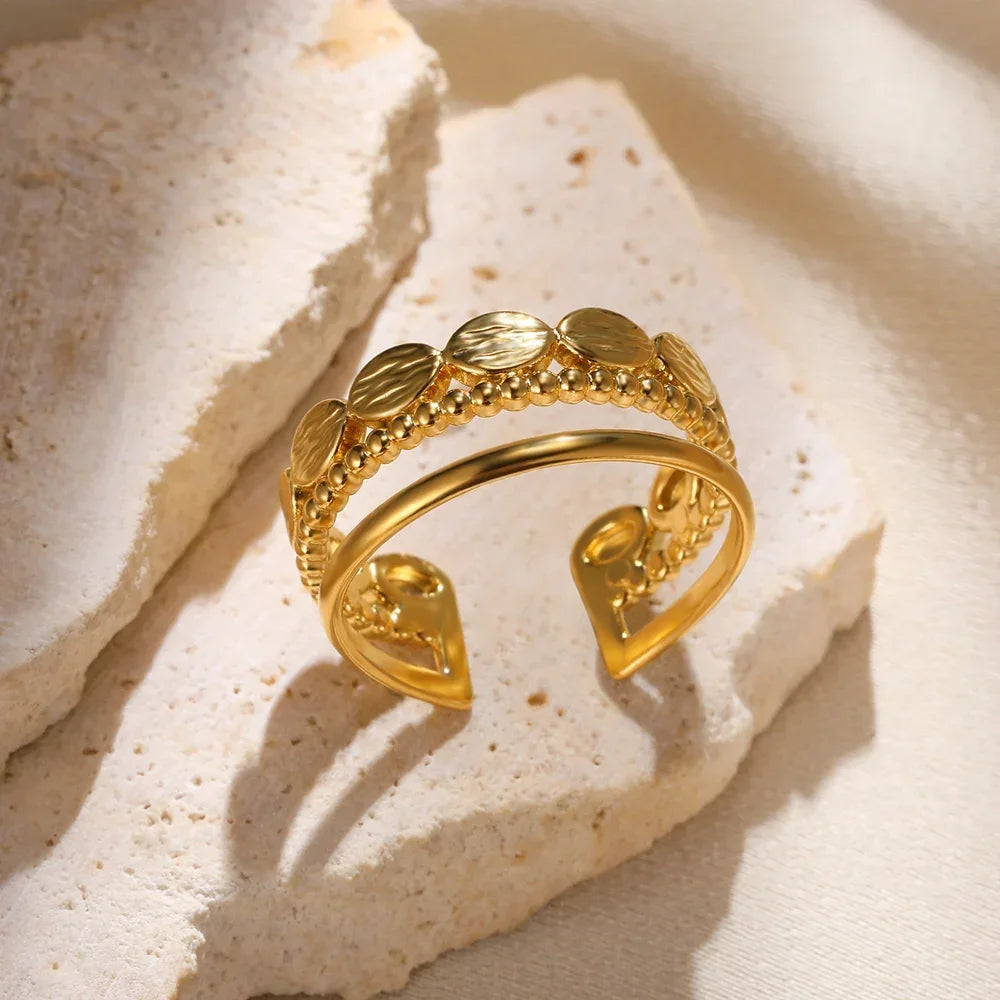 Women's Stainless Steel Heart Ring Gold Waterproof
