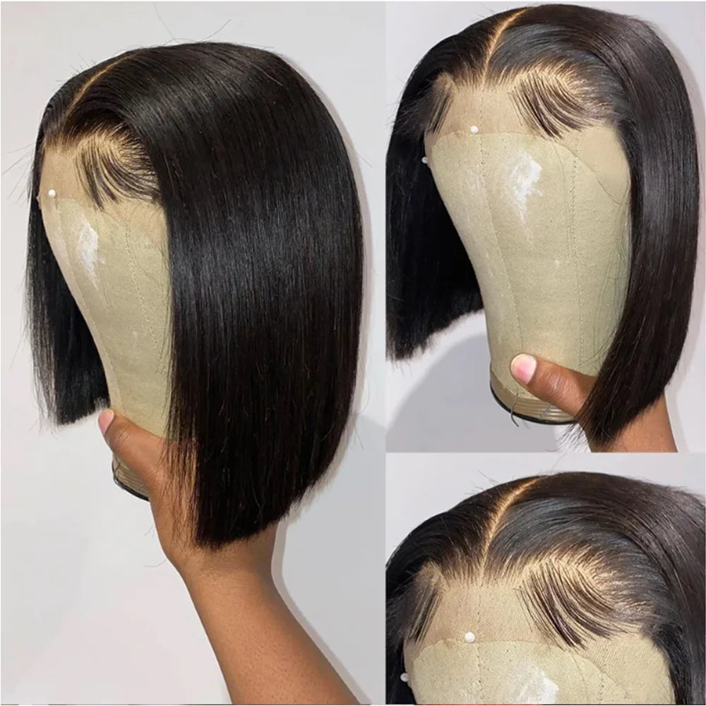 Dark Purple Bob Wig Human Hair 13x4 Hd Lace Front Wigs Human Hair 180% Density Glueless Wigs Short Cut Straight Bob Wigs