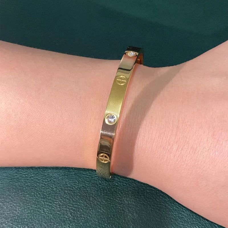 Gold Color Zircon And Cross Nut Nail Bracelet