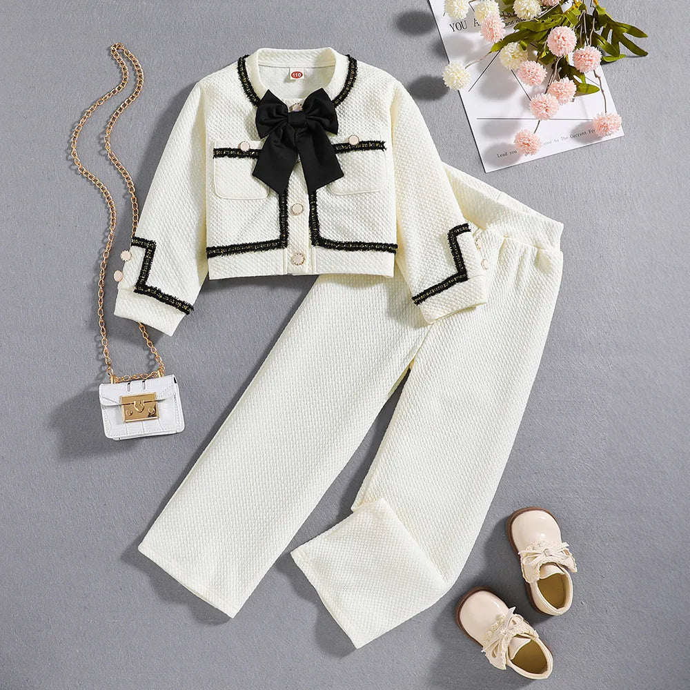 Kids Girls Clothes Sets 2025 Spring Elegant Princess Style Clothing Outfits For Toddler Baby Girl Long Sleeve Jacket+Pants