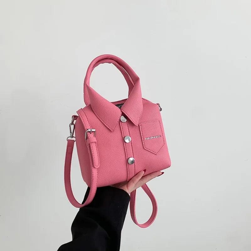 PU Square Compact Zipper Shoulder and Crossbody Bags for Women