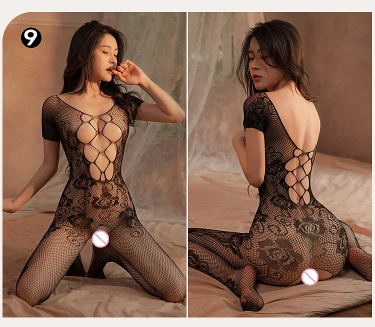Sex Bodysuits Women Transparent Bodystocking Hollow Backless Open Bra Outfits Teddy Erotic Costumes Sexy Fishnet Lingerie 2025
