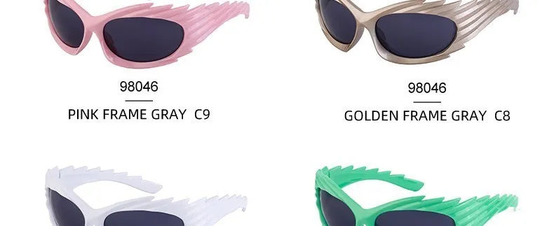 Y2k Spiked Goggles Sunglasses Women Men 2025 Trends Punk Sun Glasses For Male Retro 2000's Wrap Around Steampunk Sunglass Shades