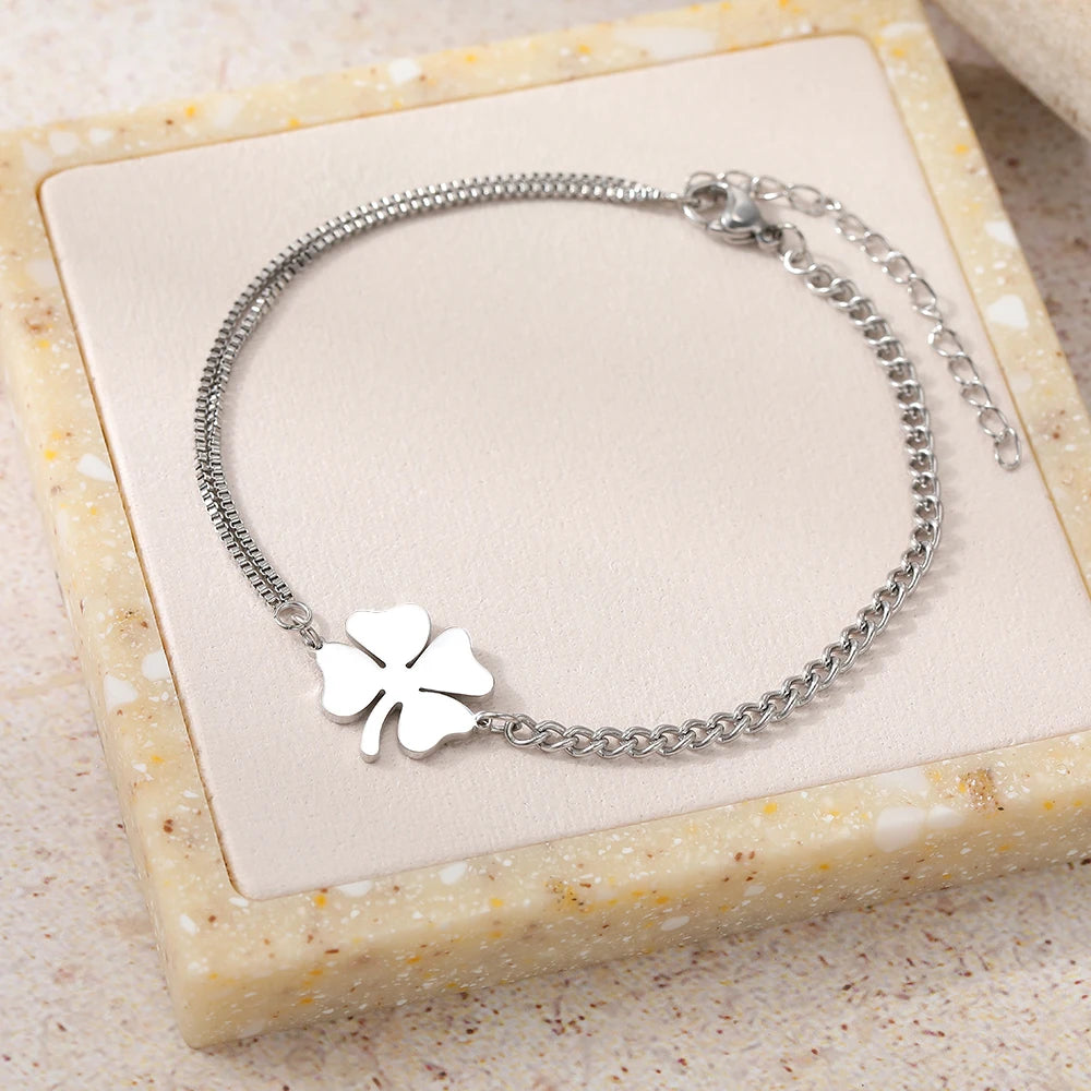 Women's Lucky Clover Bracelet Stainless Steel Non-Fading