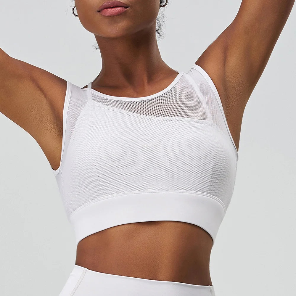 Cloud Hide SEXY Mesh Sports Bra Fitness Underwear Yoga Crop Tank Top HOT Girl Vest Athletic Shockproof Shirt Running Sportswear