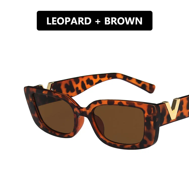 Retro Rectangle Sunglasses Women Small Frame