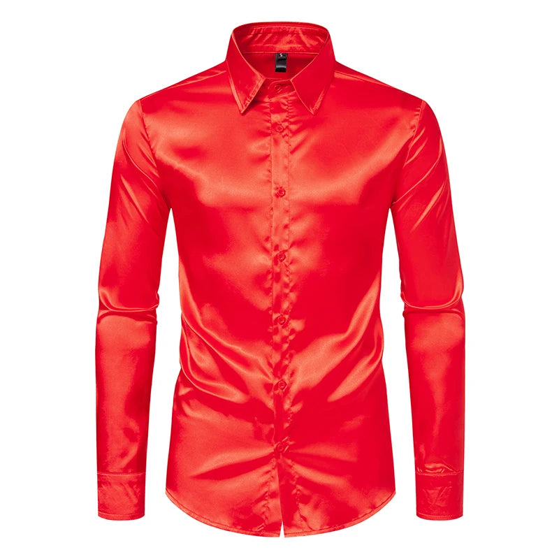 Men's Luxury Satin Dress Shirt