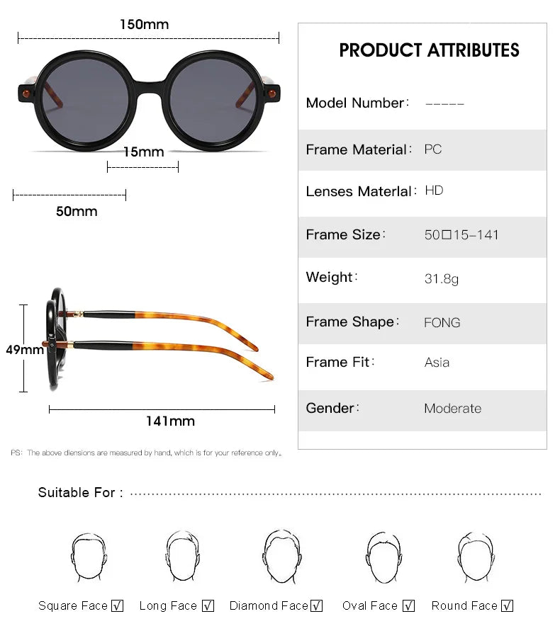 Retro Gray Pink Lens Round Sunglasses Women 2025 Brand Trendy Shiny Circle Frame Men Spectacle Plain Eyewear Shades Sun Glasses