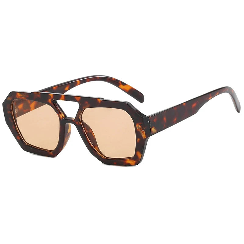 Vintage Square Sunglasses Thick Frame Double Bridge