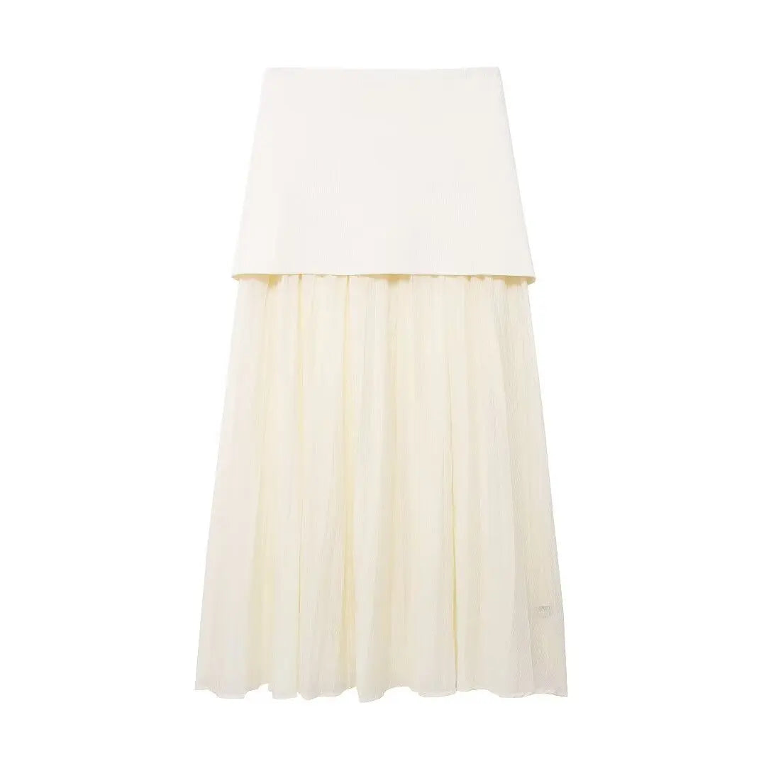 Women 2 Piece Set Knitted Vest High Waist Skirt