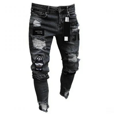 Men's Punk Ripped Skinny Jeans