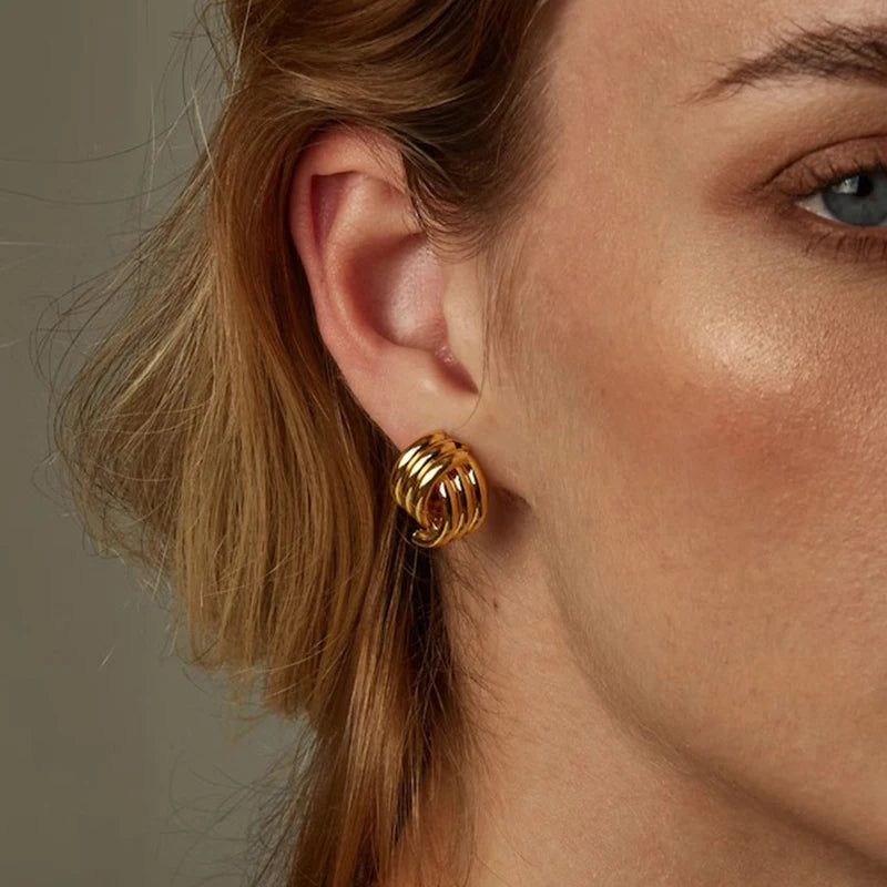 Three-Layer Textured Intersecting Knot Earring
