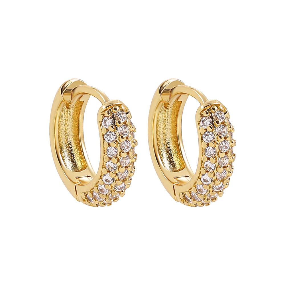Zircon Round Huggie Hoop Earrings