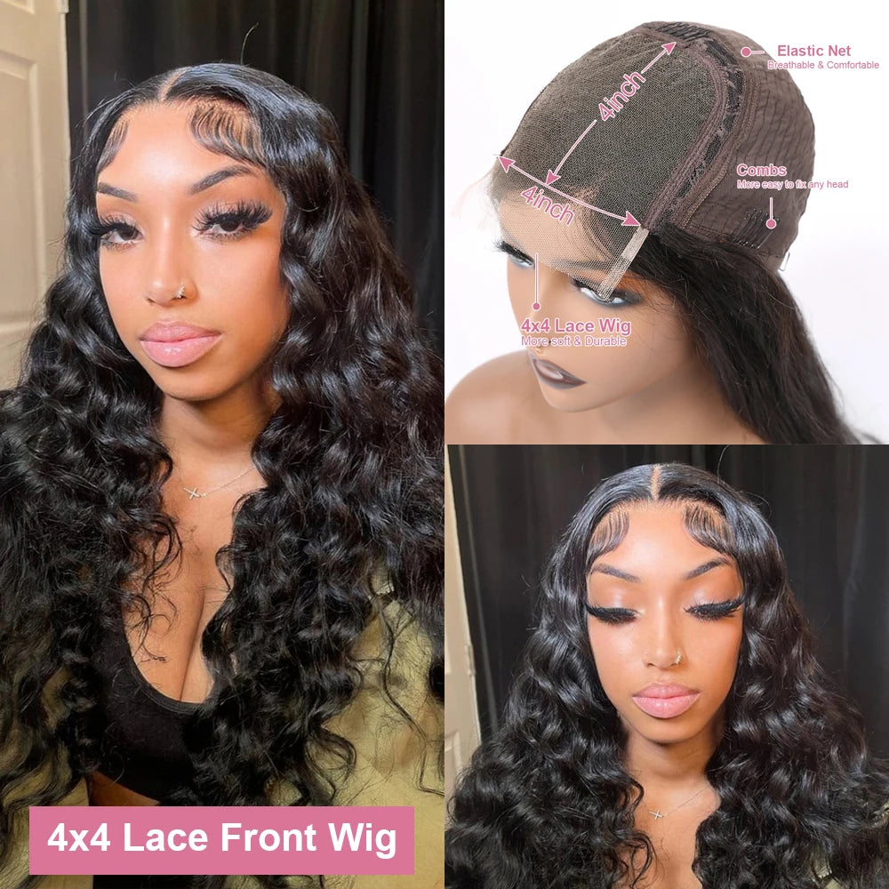 42 40 Inches Curly Wigs 100% Human Hair 13x6 Hd Lace Frontal Wig Brazilian Loose Deep Wave 4x4 Lace Closure Wigs Pre Plucked