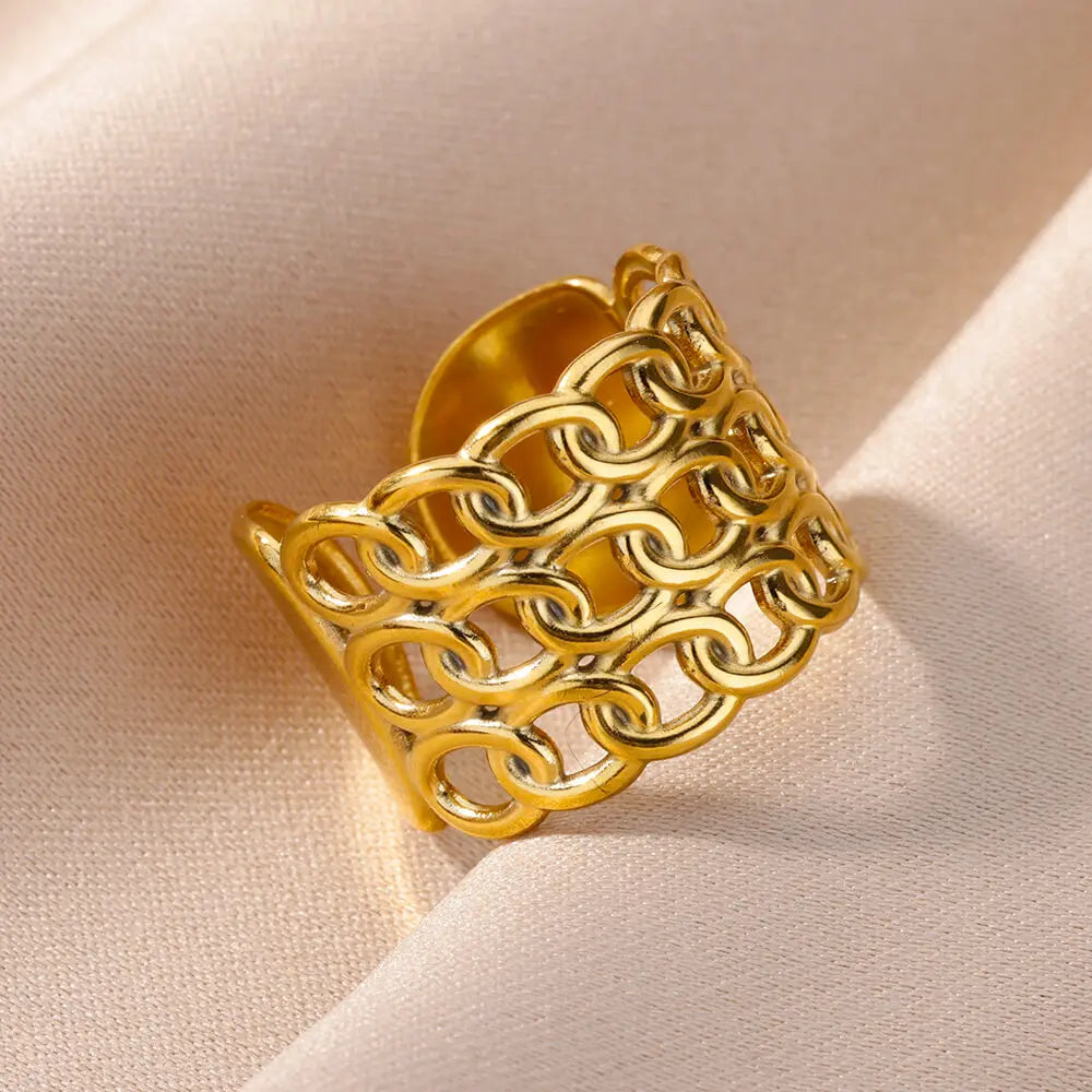 Stainless Steel Luxury Gold Color Rings for Women