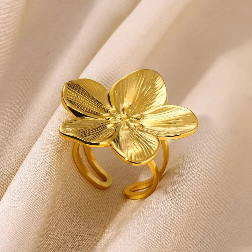 Women's Stainless Steel Heart Ring Gold Waterproof