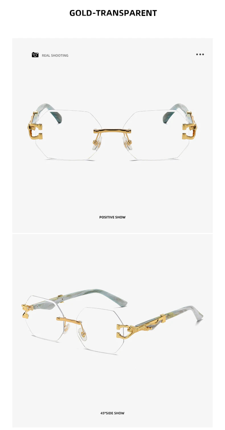 Small Frame Hexagon Rimless Sunglasses Men Retro Frameless Sun Glasses for Women 2025 Luxury Brand Square Eyewear UV400 Shades