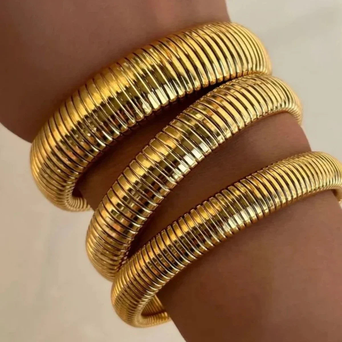 Stainless Steel Texture Flex Snake Chain Cuff Bracelet