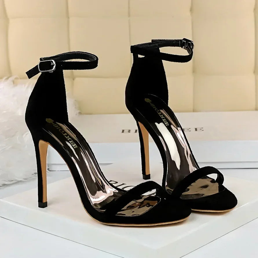 Women Sexy Club 10cm High Heels Stripper Gladiator Holiday Sandals Lady Daily Ankle Strappy Red Khaki Nightclub Dress Sandles