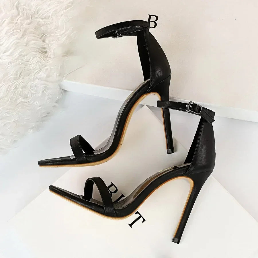 Women Sexy Club 10cm High Heels Stripper Gladiator Holiday Sandals Lady Daily Ankle Strappy Red Khaki Nightclub Dress Sandles