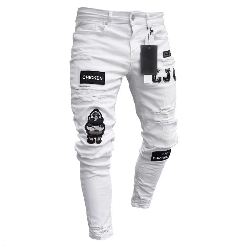 Men's Punk Ripped Skinny Jeans