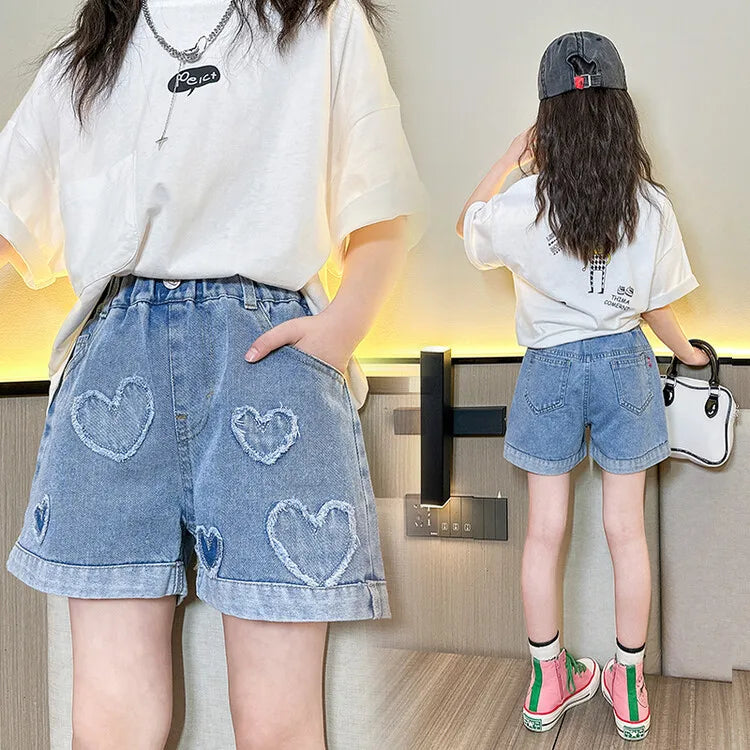 New Girls Shorts Summer Children's Denim Shorts For Kids Trousers Casual Beach Shorts Hot Pants For Teen Girl Clothes 10 12Years