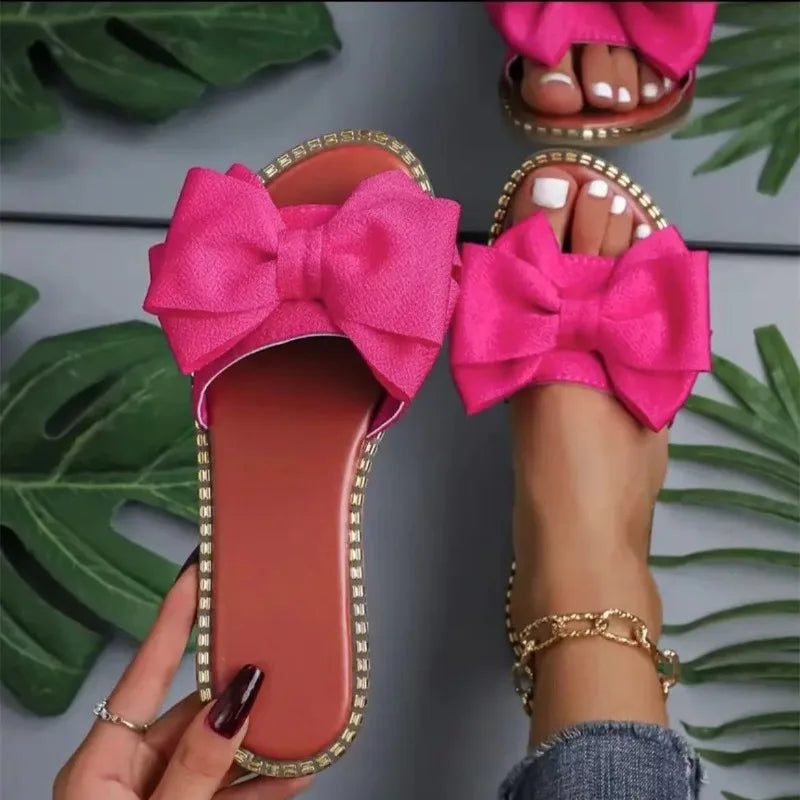 Summer Fashion Bow Tie Flat Slippers for Women