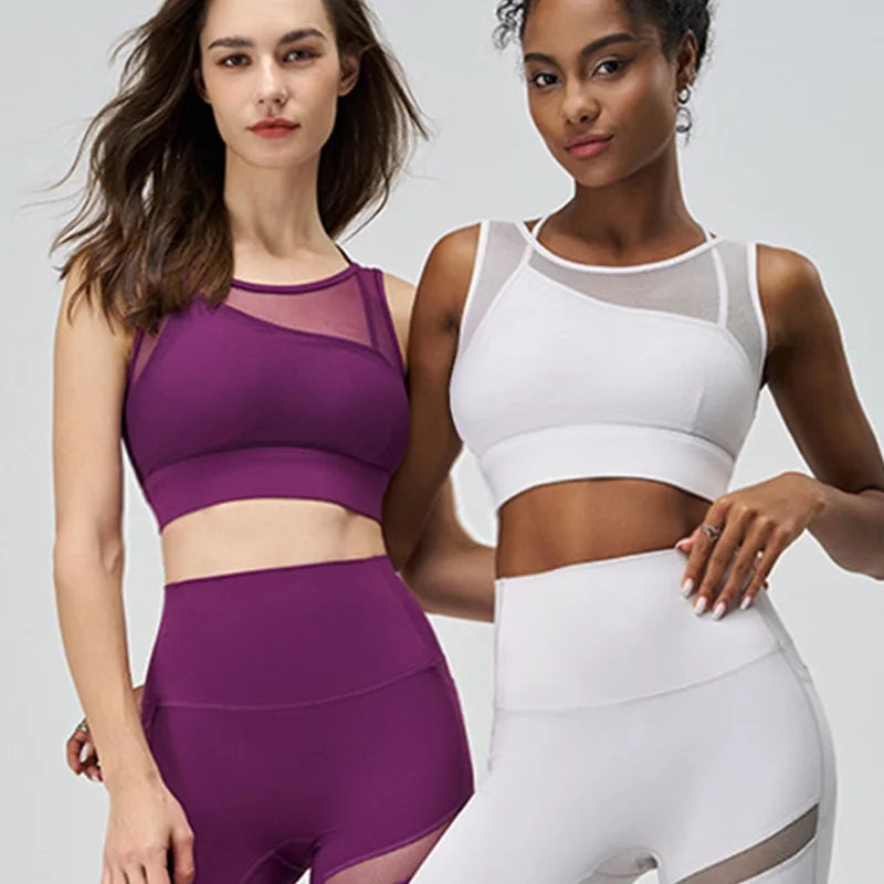 Cloud Hide SEXY Mesh Sports Bra Fitness Underwear Yoga Crop Tank Top HOT Girl Vest Athletic Shockproof Shirt Running Sportswear