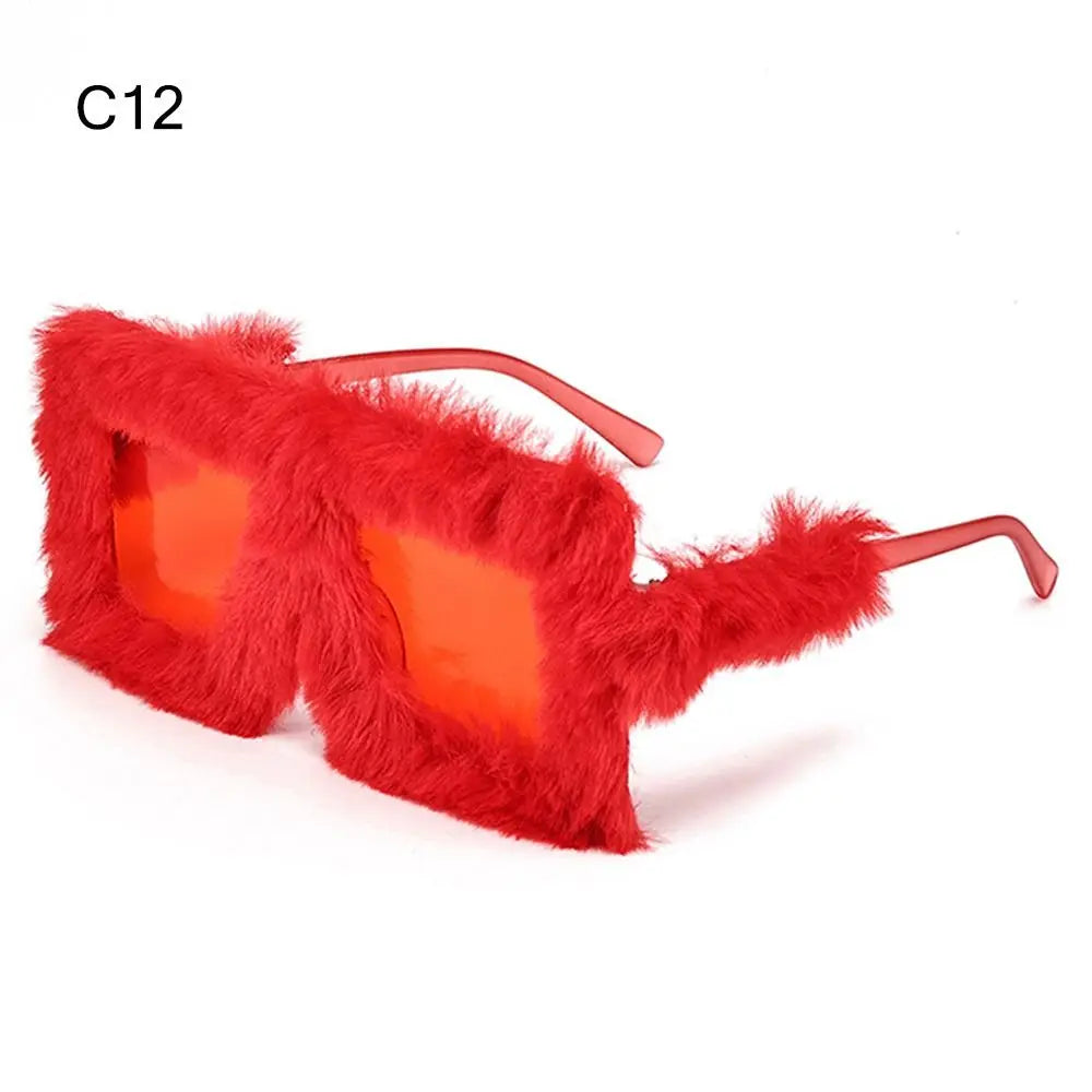 Oversized Square Women Sunglasses New Fashion Furrry Frame Gradient Shades Eyewear Retro Brand Design Winter Sun Glasses 2025