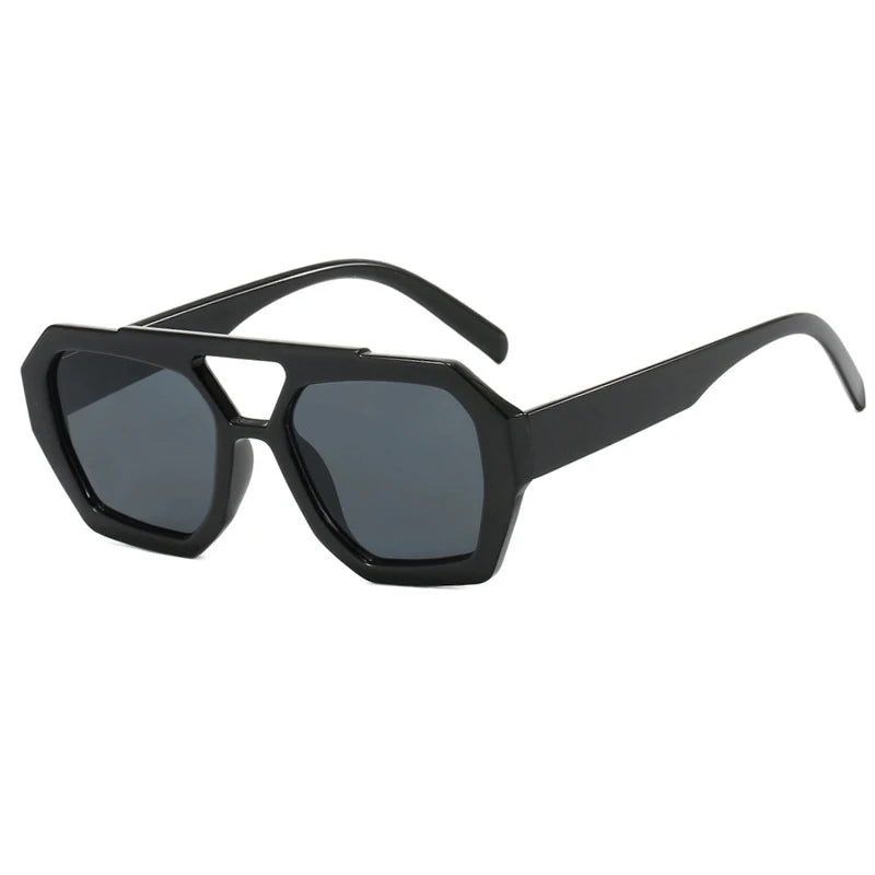 Vintage Square Sunglasses Thick Frame Double Bridge