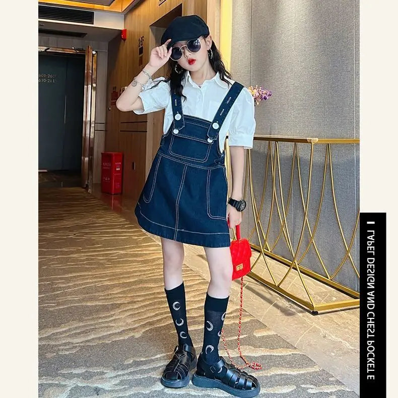 2025 new spring autumn summer Girls Kids T-shirt+short skirt sets comfortable cute baby Clothes Children Clothing