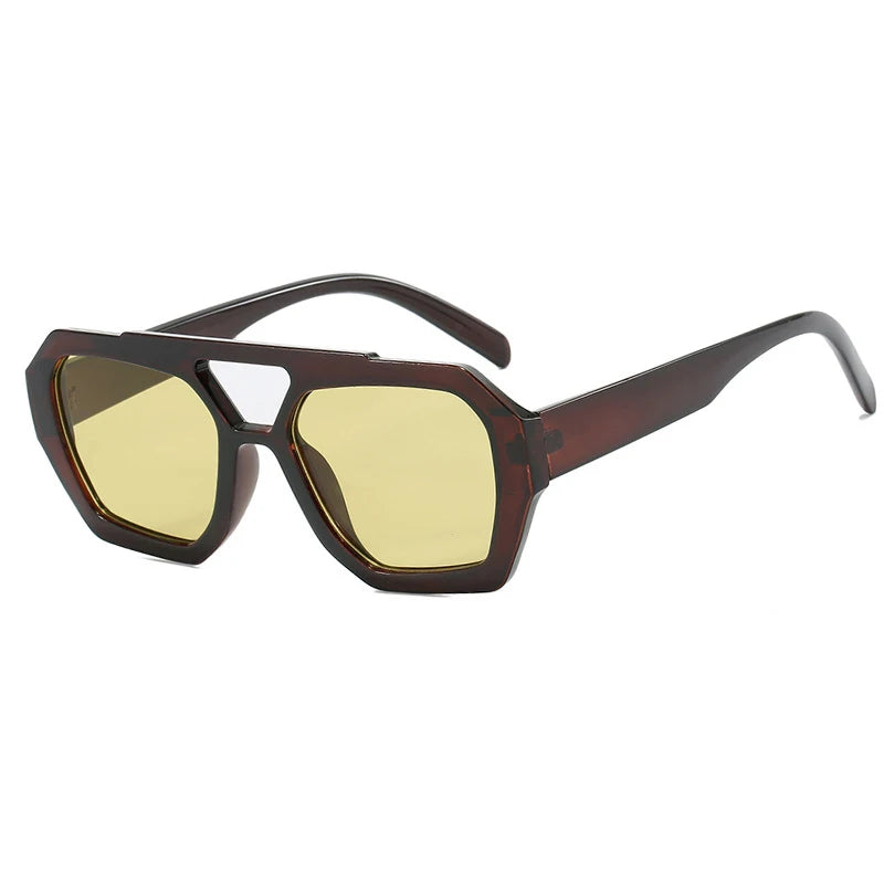 Vintage Square Sunglasses Thick Frame Double Bridge