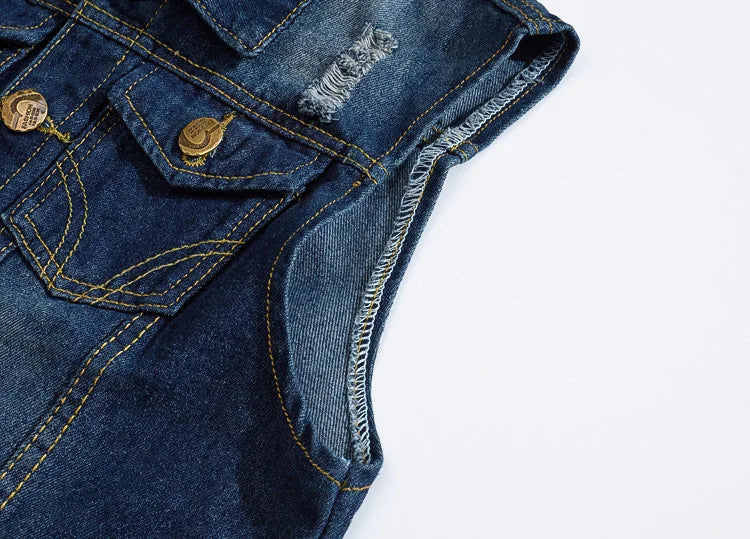 2025 Men's Fashion Jeans Sleeveless Jacket Vest Male Black Blue Denim Jeans Vest Man Cowboy Outdoors Waistcoat Mens Jacket Vest