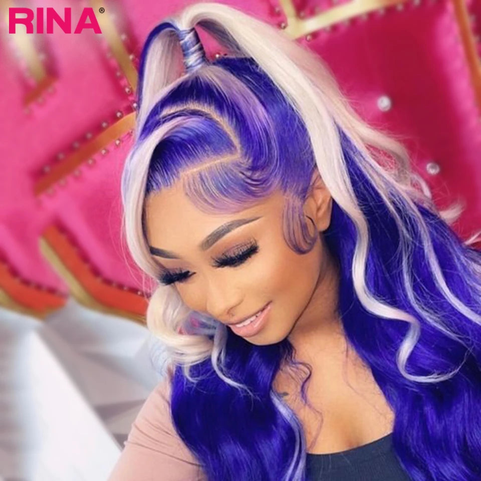 613 Purple 180 Density Body Wave Lace Front Wig Pre plucked Transparent Lace Wig 13x4 Lace Frontal Human Hair Wigs For Women