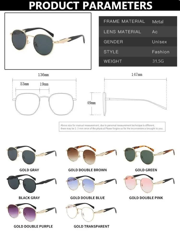 Vintage Round Metal Sunglasses Retro UV400 Eyewear