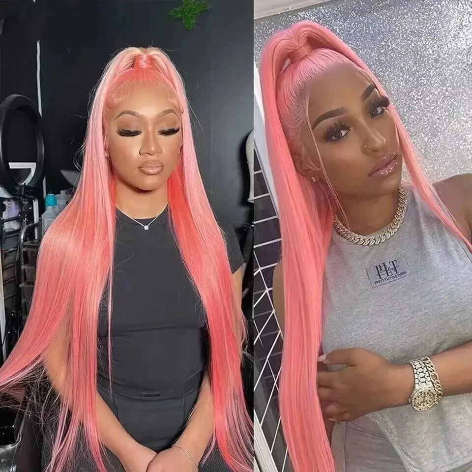 30 Inch Straight Lace Front Wig Human Hair Light Pink 13x6 hd Lace Front Wig Human Hair Pre Plucked 13x4 Lace Front Colored Wig