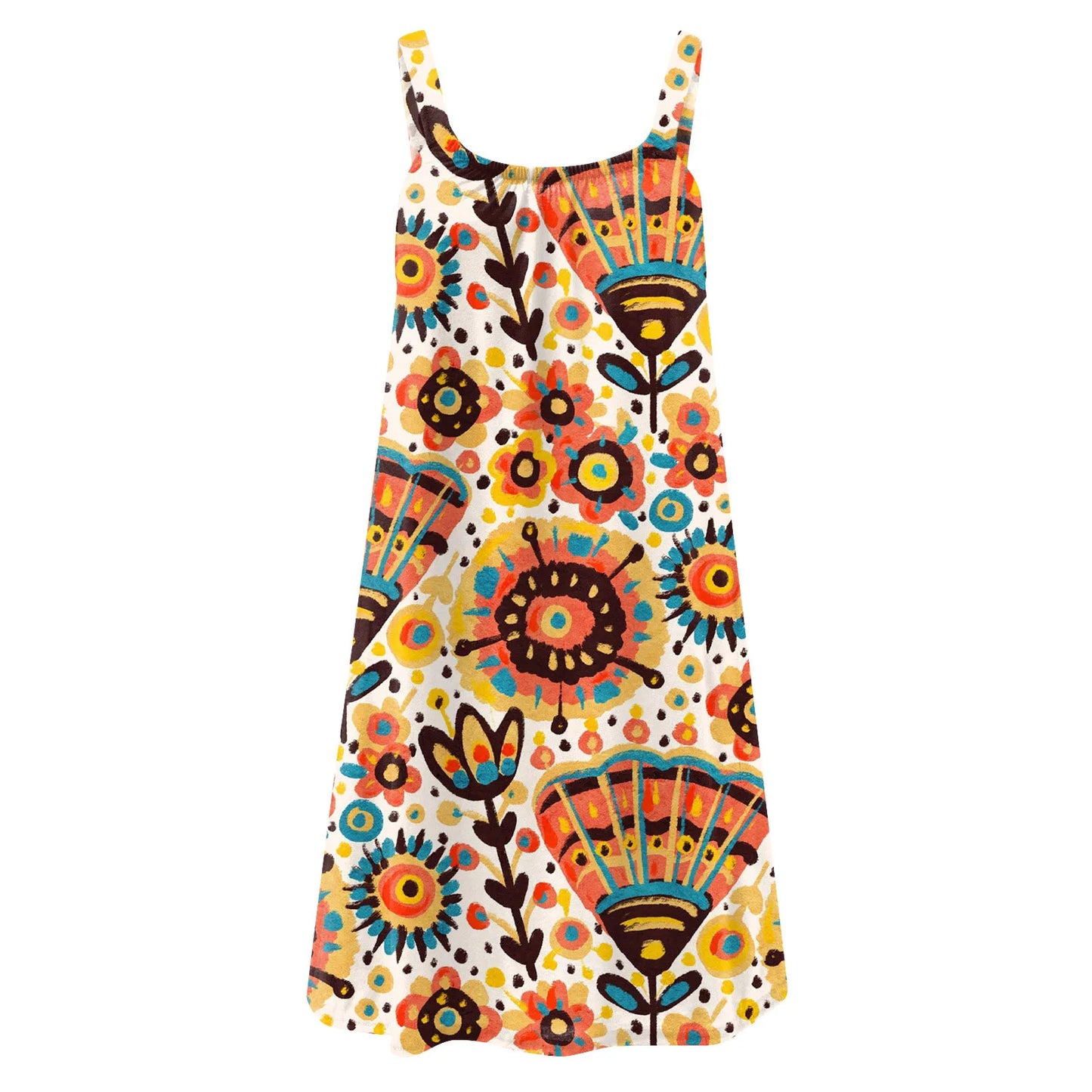 O Neck Sleeveless Sundress Lace Up Bohemian Cover Up Plus Size Hollow Out Print Dress Para Mujer Summer Dress