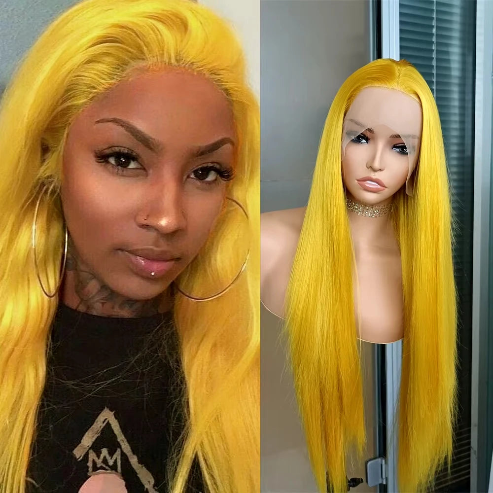 Yellow 613 13x4 13x6 Transparent Lace Frontal Wig Brazilian Straight 613 Colored Human Hair13x6 Lace Front Wigs Pre Plcuked