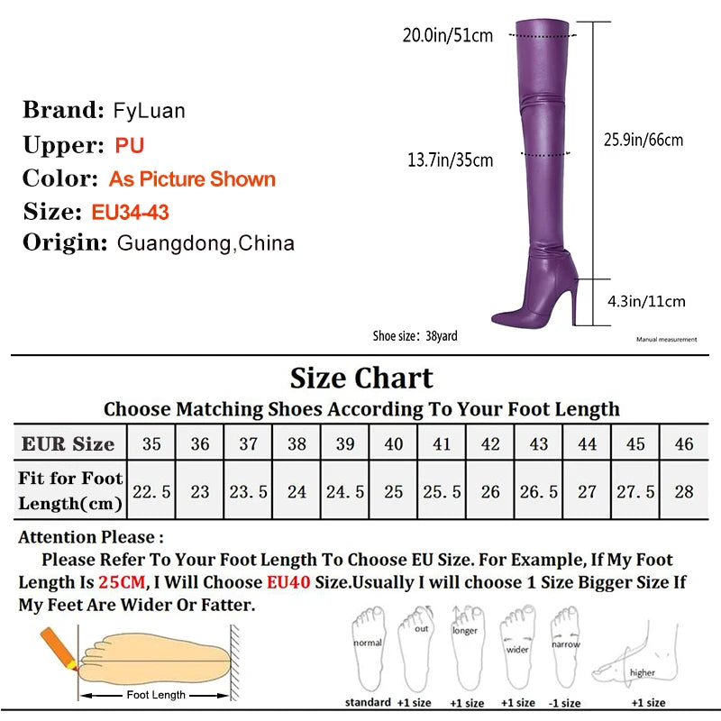 High Heel Women Thigh High Zipper Leather Boots