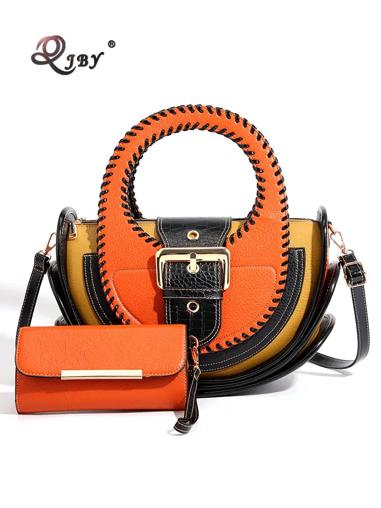 High Quality Woven Leather Vintage women's handbag Multi-layer