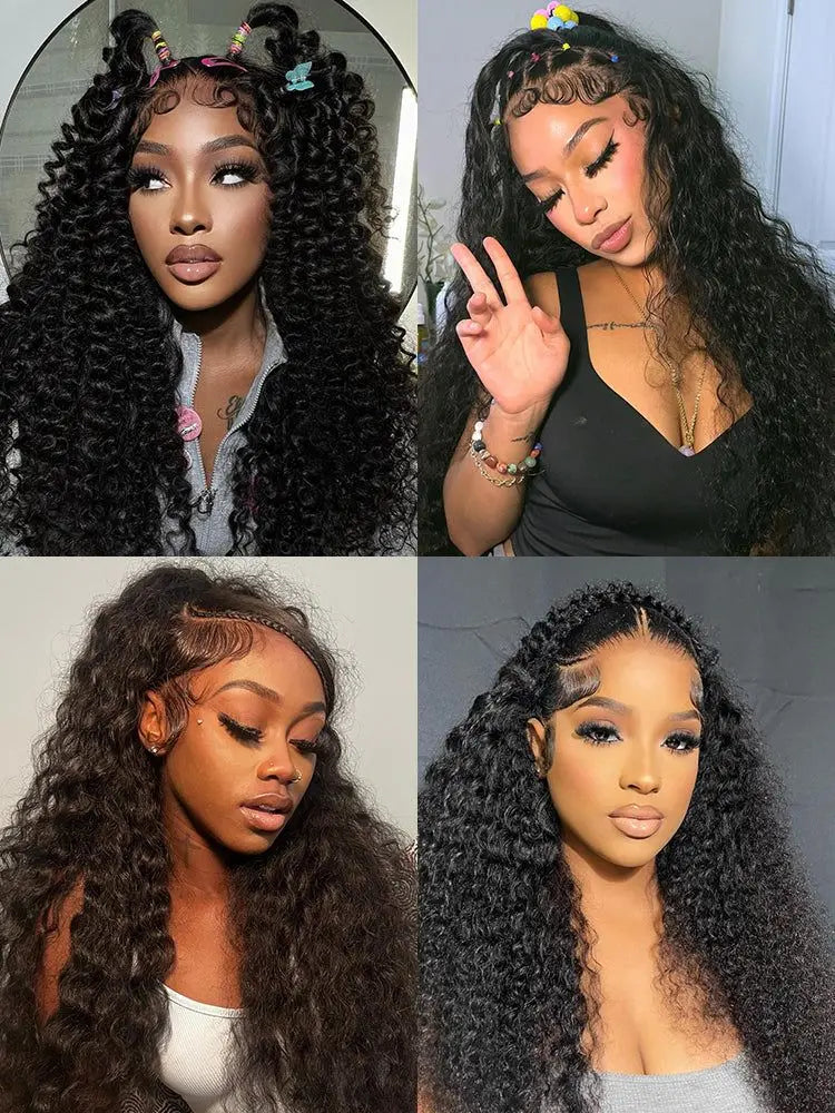 Curly 360 Lace Front Human Hair Wigs 250 Density Brazilian Deep Wave 40 Inch 13x6 HD Lace Frontal Wig 100% Human Hair Preplucked
