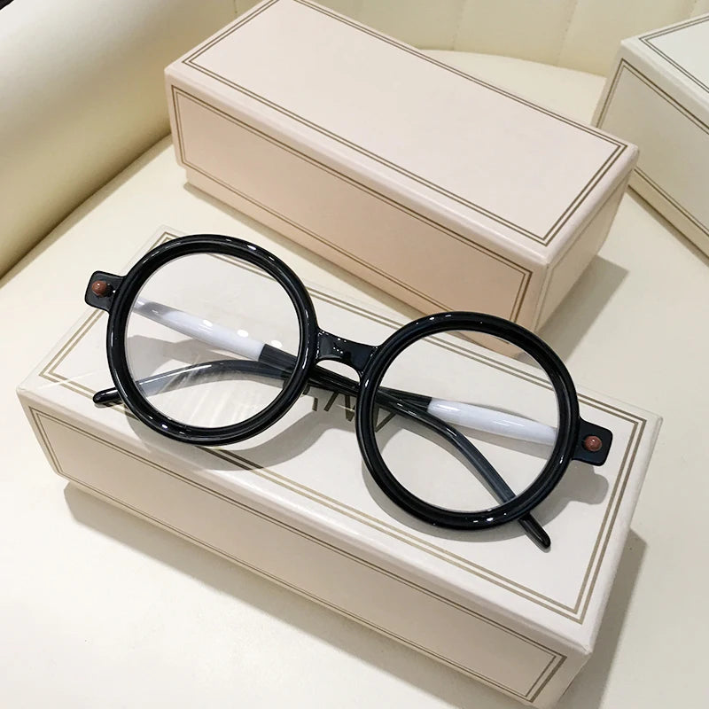 Retro Gray Pink Lens Round Sunglasses Women 2025 Brand Trendy Shiny Circle Frame Men Spectacle Plain Eyewear Shades Sun Glasses