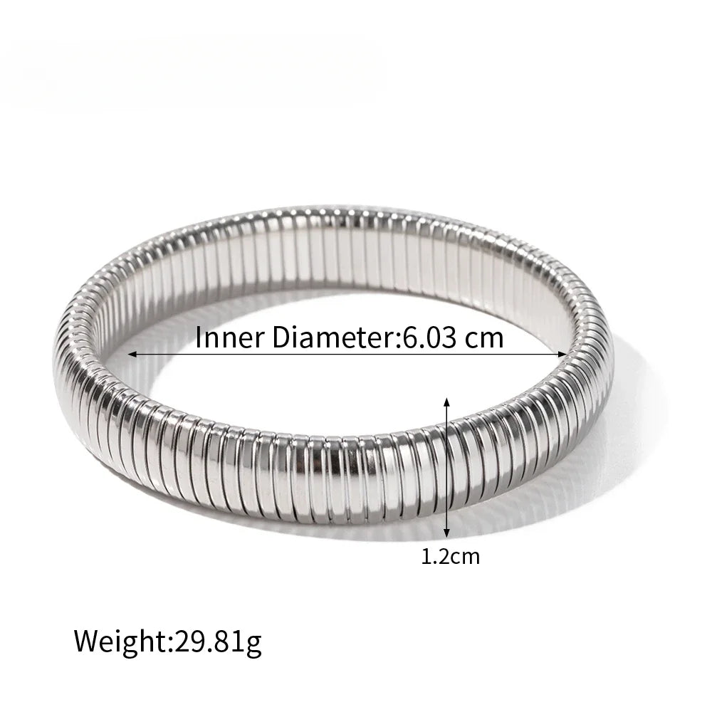 Stainless Steel Texture Flex Snake Chain Cuff Bracelet