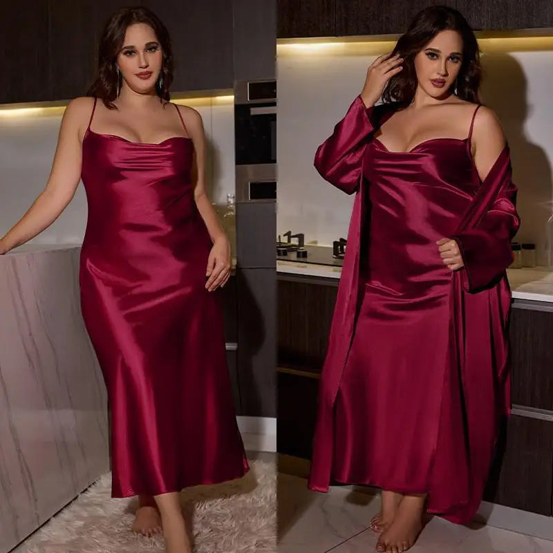 Plus Size 5XL Wedding Long Robe Dresings Gown Kimono Bathrobe Sleepwear Casual Women Homewear Silky Satin Nightgown Lingerie