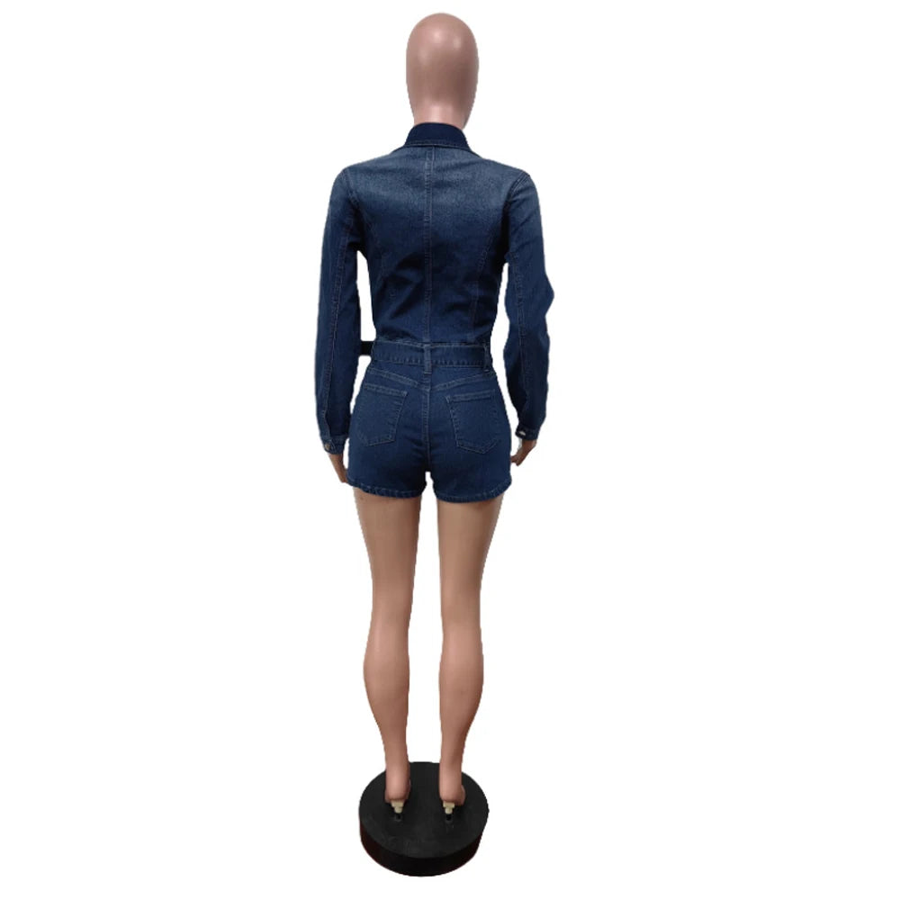 Lady Denim Long Sleeve Romper Streetwear Sexy New Arrivals 2025 Spring