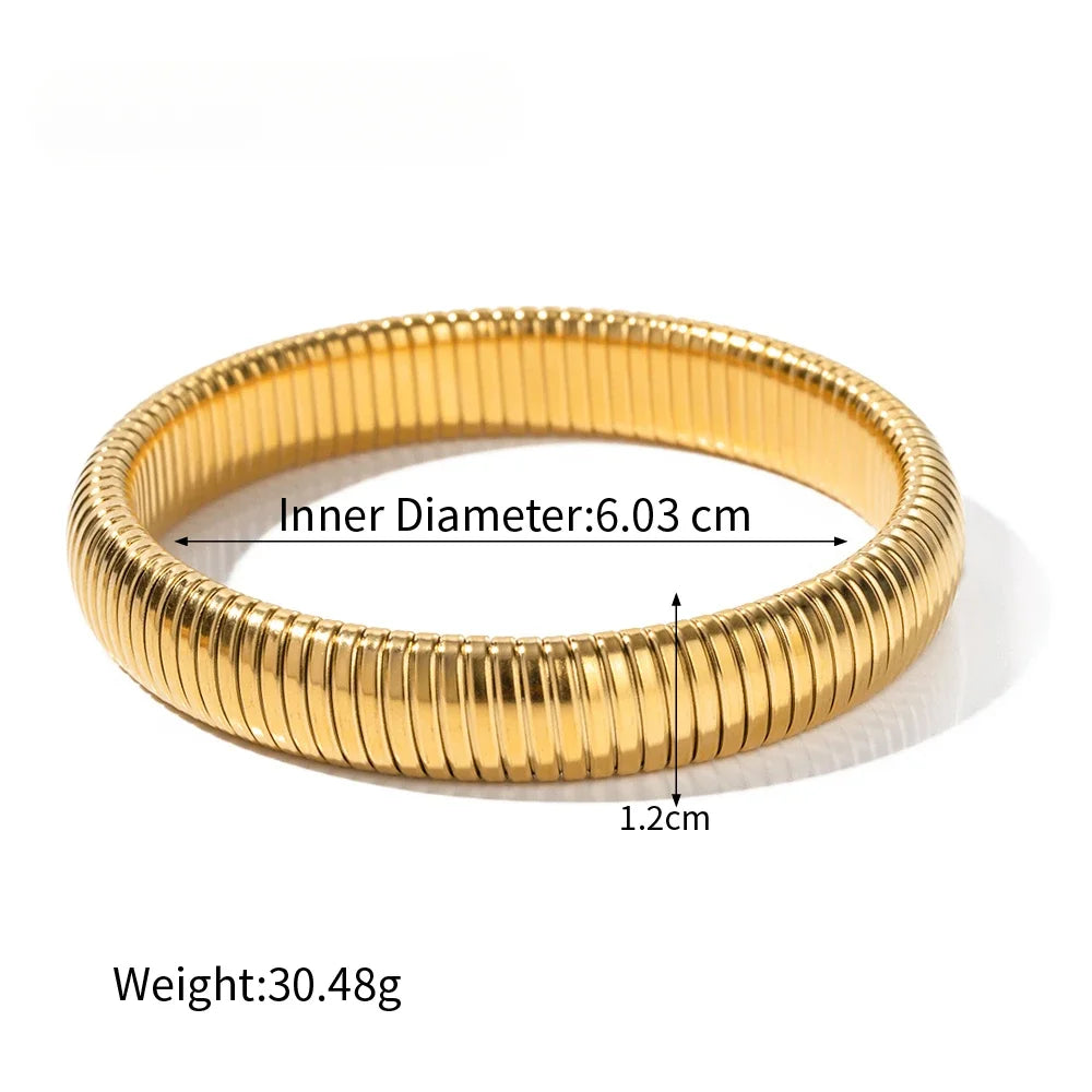 Stainless Steel Texture Flex Snake Chain Cuff Bracelet