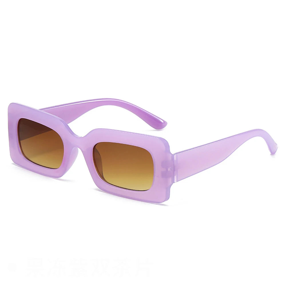 KLASSNU Women Candy Color Retro Sunglasses Large Square Frame Sun Glasses 2025 Trendy Party Eyepiece Anti UV400 Sun Shades