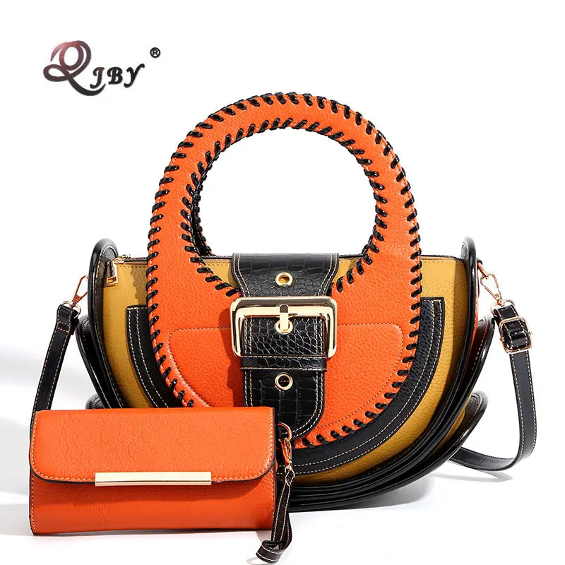 High Quality Woven Leather Vintage women's handbag Multi-layer