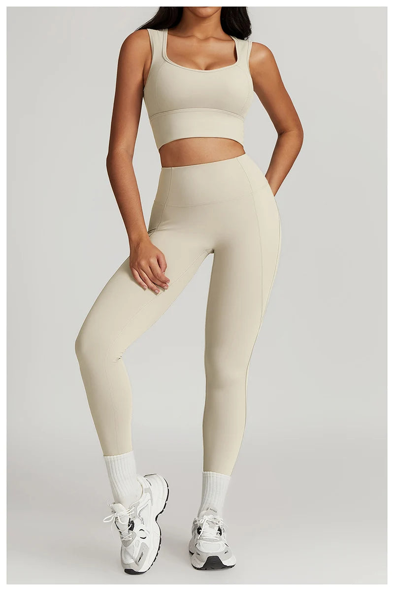 2 Pieces Yoga Suit Women Sexy Tight-Fitting Fitness Sports Set Gym Bra Elasticity High Waist Leggings Female Athletic Wear 8793