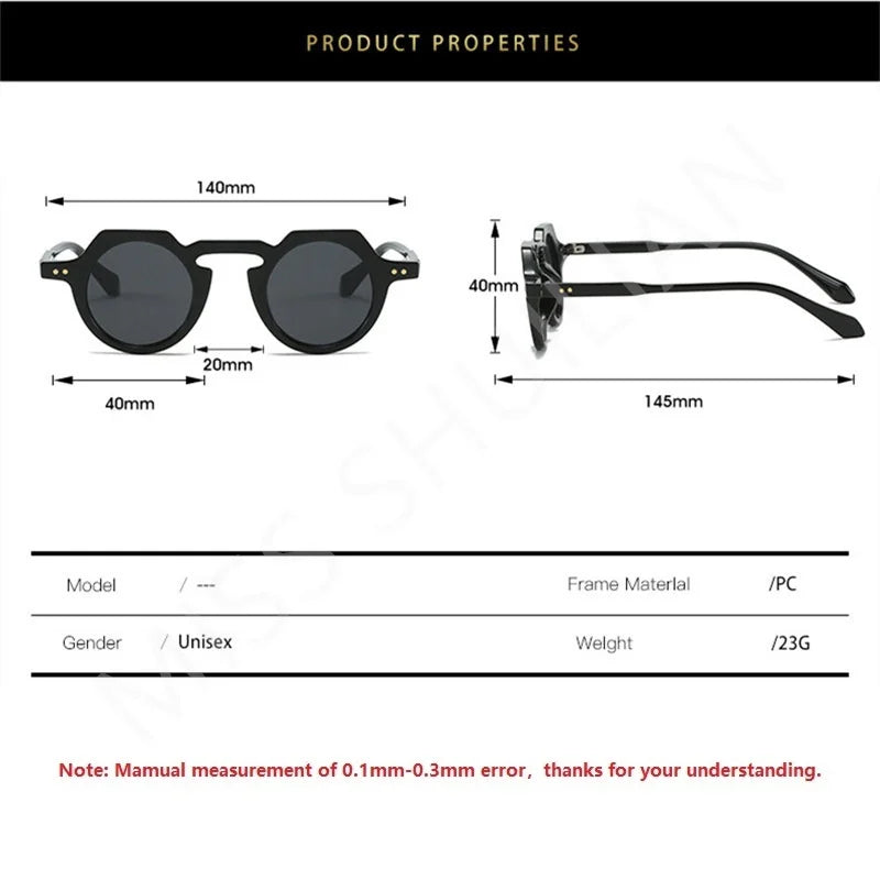 Ins Popular Fashion Small Round Sunglasses Women Retro Rivets Decoration Shades Eyeglasses UV400 Men Clear Lens Sun Glasses 2025